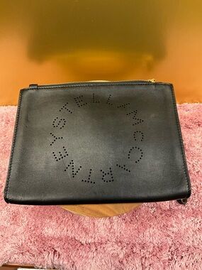 Stella McCartney Black Perforated Circle Logo Wristlet